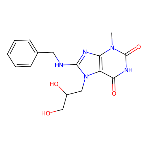 8-(Benzylamino)-7-(2,3-dihydroxypropyl)-3-methyl-3,7-dihydro-1H-purine-2,6-dione structure