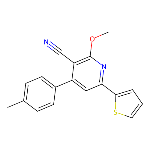 2-Methoxy-4-(4-methylphenyl)-6-(2-thienyl)nicotinonitrile structure
