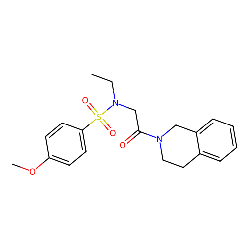 N-[2-(3,4-dihydro-1H-isoquinolin-2-yl)-2-oxoethyl]-N-ethyl-4-methoxybenzenesulfonamide structure