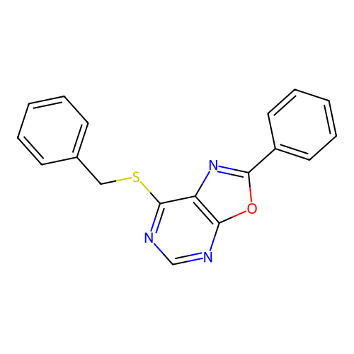 7-(Benzylsulfanyl)-2-phenyl[1,3]oxazolo[5,4-d]pyrimidine structure