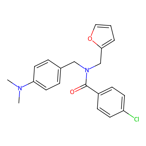 4-chloro-N-[4-(dimethylamino)benzyl]-N-(furan-2-ylmethyl)benzamide structure