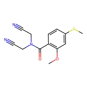 N,N-bis(cyanomethyl)-2-methoxy-4-(methylsulfanyl)benzamide structure