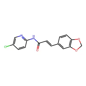 (E)-3-(1,3-benzodioxol-5-yl)-N-(5-chloropyridin-2-yl)prop-2-enamide structure