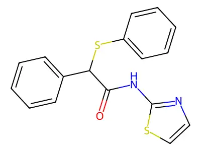 2-phenyl-2-(phenylsulfanyl)-N-(1,3-thiazol-2-yl)acetamide structure