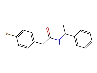 2-(4-bromophenyl)-N-(1-phenylethyl)acetamide structure