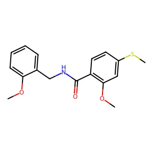 2-methoxy-N-[(2-methoxyphenyl)methyl]-4-(methylthio)benzamide structure