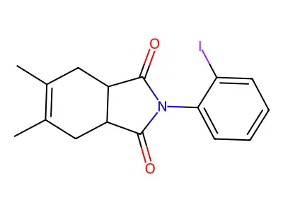 2-(2-iodophenyl)-5,6-dimethyl-3a,4,7,7a-tetrahydro-1H-isoindole-1,3(2H)-dione structure