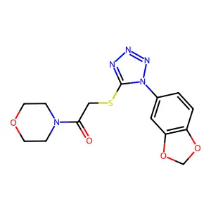 2-[1-(1,3-Benzodioxol-5-yl)tetrazol-5-yl]sulfanyl-1-morpholin-4-ylethanone structure