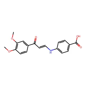 4-{[(1E)-3-(3,4-dimethoxyphenyl)-3-oxoprop-1-en-1-yl]amino}benzoic acid structure