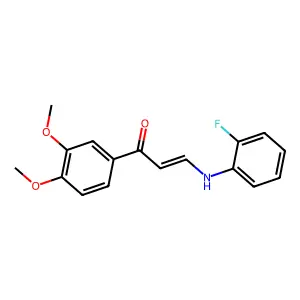 (E)-1-(3,4-dimethoxyphenyl)-3-(2-fluoroanilino)prop-2-en-1-one structure