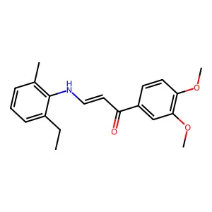 (E)-1-(3,4-dimethoxyphenyl)-3-(2-ethyl-6-methylanilino)prop-2-en-1-one structure