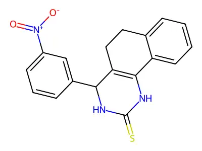 4-(3-nitrophenyl)-3,4,5,6-tetrahydrobenzo[h]quinazoline-2(1H)-thione structure
