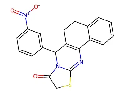7-(3-nitrophenyl)-7,10-dihydro-5H-benzo[h]thiazolo[2,3-b]quinazolin-9(6H)-one structure