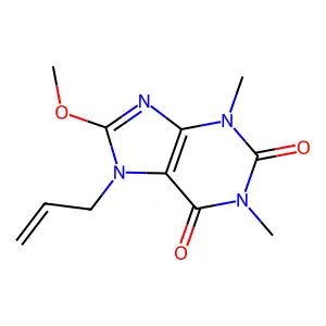 7-allyl-8-methoxy-1,3-dimethyl-3,7-dihydro-1H-purine-2,6-dione structure