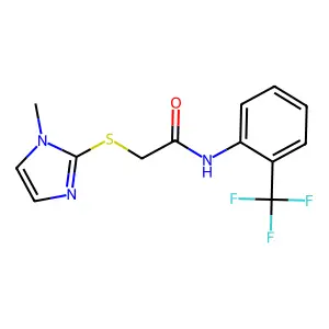 2-(1-methylimidazol-2-yl)sulfanyl-N-[2-(trifluoromethyl)phenyl]acetamide structure