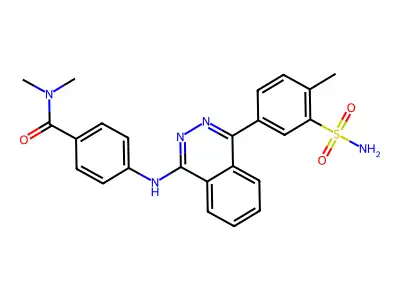 N,N-dimethyl-4-{[4-(4-methyl-3-sulfamoylphenyl)phthalazin-1-yl]amino}benzamide structure