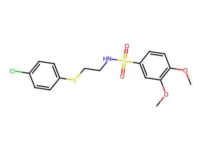 N-[2-(4-chlorophenyl)sulfanylethyl]-3,4-dimethoxybenzenesulfonamide structure