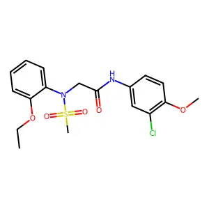 N-(3-chloro-4-methoxyphenyl)-2-[2-ethoxy(methylsulfonyl)anilino]acetamide structure