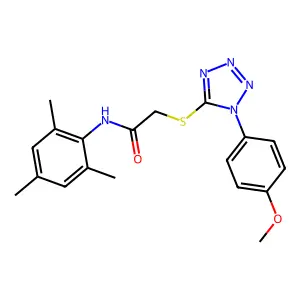 2-[1-(4-methoxyphenyl)tetrazol-5-yl]sulfanyl-N-(2,4,6-trimethylphenyl)acetamide structure