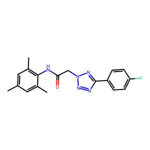 2-[5-(4-fluorophenyl)tetrazol-2-yl]-N-(2,4,6-trimethylphenyl)acetamide structure