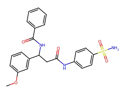 N-[1-(3-methoxyphenyl)-3-oxo-3-(4-sulfamoylanilino)propyl]benzamide structure
