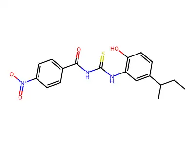 N-[(5-butan-2-yl-2-hydroxyphenyl)carbamothioyl]-4-nitrobenzamide structure