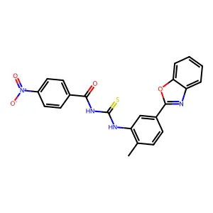 N-[5-(1,3-benzoxazol-2-yl)-2-methylphenyl]-N'-{4-nitrobenzoyl}thiourea structure
