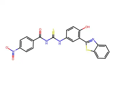 N-(3-(benzo[d]thiazol-2-yl)-4-hydroxyphenylcarbamothioyl)-4-nitrobenzamide structure