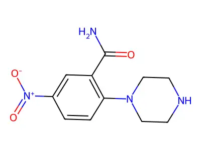 5-Nitro-2-(1-piperazinyl)benzamide structure