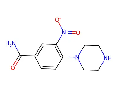3-Nitro-4-piperazin-1-ylbenzamide structure