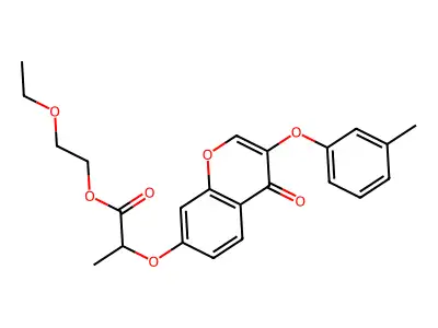 2-ethoxyethyl 2-{[3-(3-methylphenoxy)-4-oxo-4H-chromen-7-yl]oxy}propanoate structure