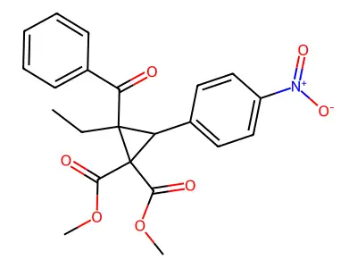 Dimethyl 2-benzoyl-2-ethyl-3-(4-nitrophenyl)cyclopropane-1,1-dicarboxylate structure