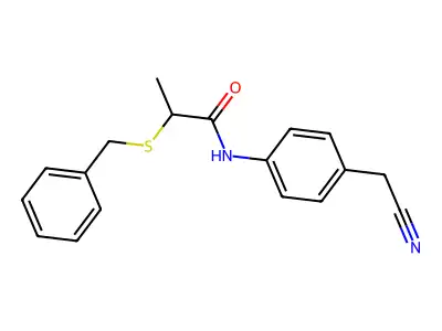 2-benzylsulfanyl-N-[4-(cyanomethyl)phenyl]propanamide structure