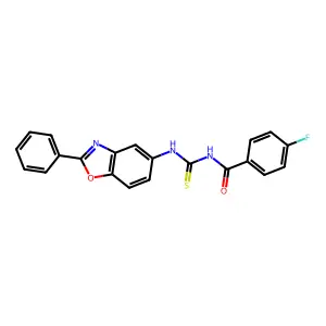 4-fluoro-N-[(2-phenyl-1,3-benzoxazol-5-yl)carbamothioyl]benzamide structure