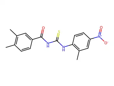 3,4-dimethyl-N-[(2-methyl-4-nitrophenyl)carbamothioyl]benzamide structure