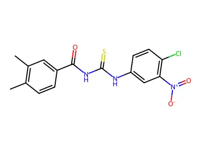 N-[(4-chloro-3-nitrophenyl)carbamothioyl]-3,4-dimethylbenzamide structure