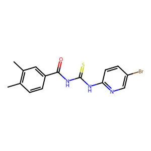 N-[(5-bromopyridin-2-yl)carbamothioyl]-3,4-dimethylbenzamide structure