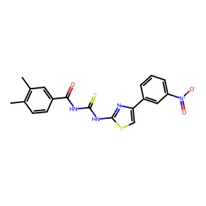 3,4-dimethyl-N-[[4-(3-nitrophenyl)-1,3-thiazol-2-yl]carbamothioyl]benzamide structure
