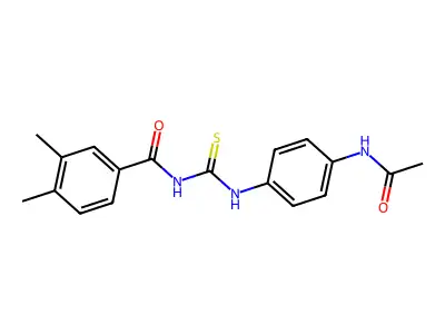 N-[(4-acetamidophenyl)carbamothioyl]-3,4-dimethylbenzamide structure
