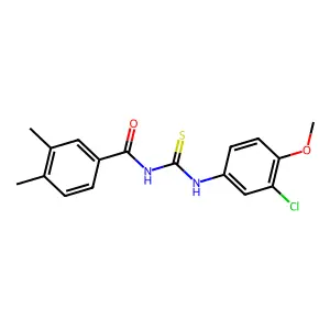 N-[(3-chloro-4-methoxyphenyl)carbamothioyl]-3,4-dimethylbenzamide structure