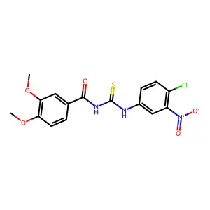 N-{4-chloro-3-nitrophenyl}-N'-(3,4-dimethoxybenzoyl)thiourea structure