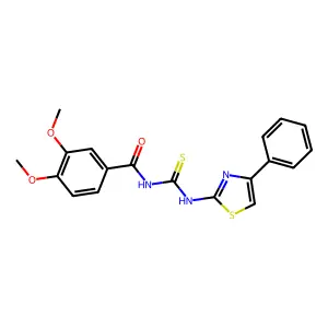 N-(3,4-dimethoxybenzoyl)-N'-(4-phenyl-1,3-thiazol-2-yl)thiourea structure