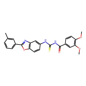 3,4-dimethoxy-N-[[2-(3-methylphenyl)-1,3-benzoxazol-5-yl]carbamothioyl]benzamide structure