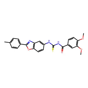 3,4-dimethoxy-N-[[2-(4-methylphenyl)-1,3-benzoxazol-5-yl]carbamothioyl]benzamide structure