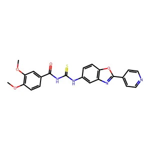 3,4-dimethoxy-N-{[2-(pyridin-4-yl)-1,3-benzoxazol-5-yl]carbamothioyl}benzamide structure