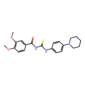 3,4-dimethoxy-N-{[4-(piperidin-1-yl)phenyl]carbamothioyl}benzamide structure