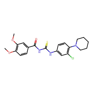 N-(3-chloro-4-piperidin-1-ylphenyl)-N'-(3,4-dimethoxybenzoyl)thiourea structure