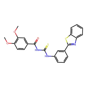N-[[3-(1,3-benzothiazol-2-yl)phenyl]carbamothioyl]-3,4-dimethoxybenzamide structure