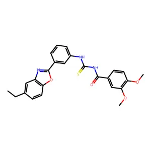 N-(3,4-dimethoxybenzoyl)-N'-[3-(5-ethyl-1,3-benzoxazol-2-yl)phenyl]thiourea structure
