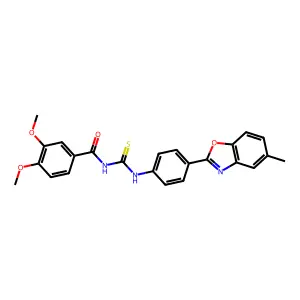 3,4-dimethoxy-N-[[4-(5-methyl-1,3-benzoxazol-2-yl)phenyl]carbamothioyl]benzamide structure